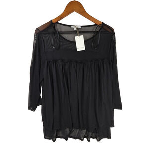 Vtg Green Envelope Blouse Top Size 1X Black Elegant Dark Y2k 2000s Cottagecore